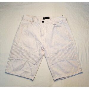 Y2K King Maker Jean Men's White Shorts Paint Spatter Very Light Pink Sz 38